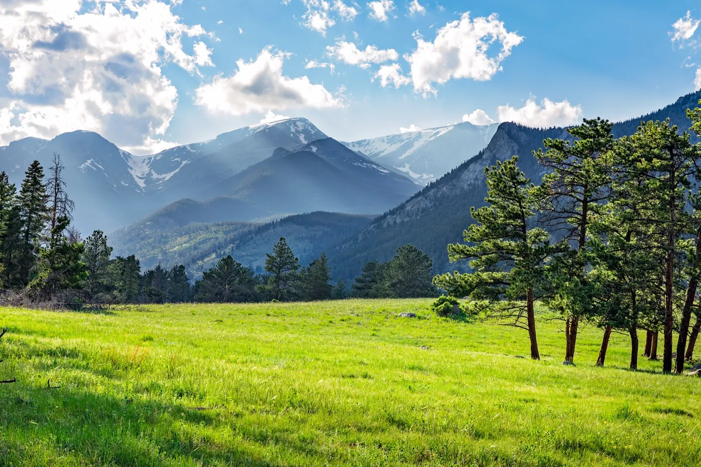Mountain lake and peaks in the Colorado Front Range near Denver